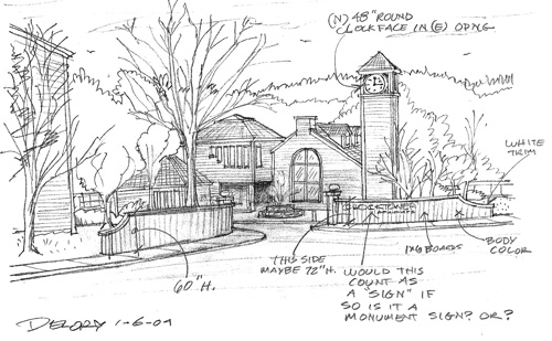 Clocktower street view sketch.